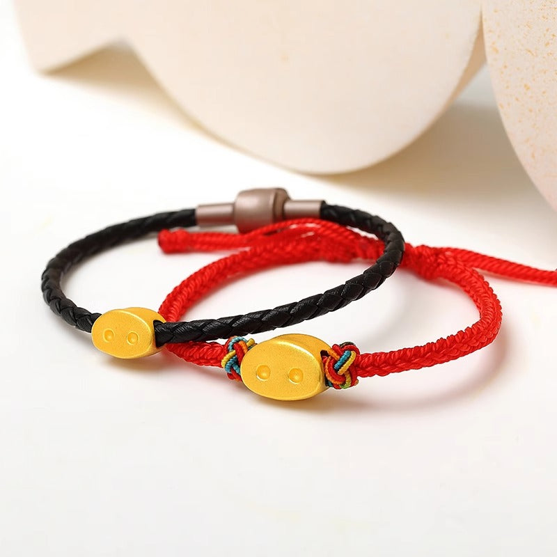 999 Pure Gold Pig Nose Charm Bead for Jewelry Making