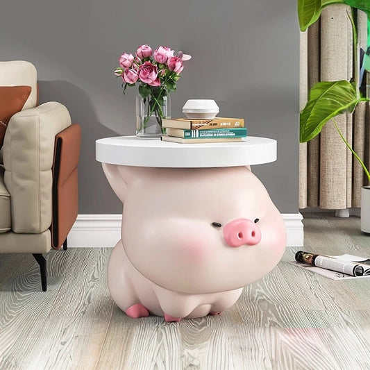 Charming Cartoon Pig Side Table - Unique Coffee Table Floor Ornament