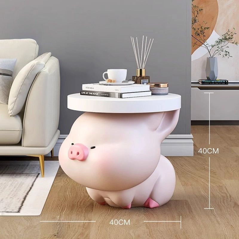 Charming Cartoon Pig Side Table - Unique Coffee Table Floor Ornament