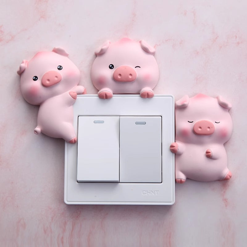 3D Cute Pig Switch Stickers for Fun Wall Decor in Kids' Rooms