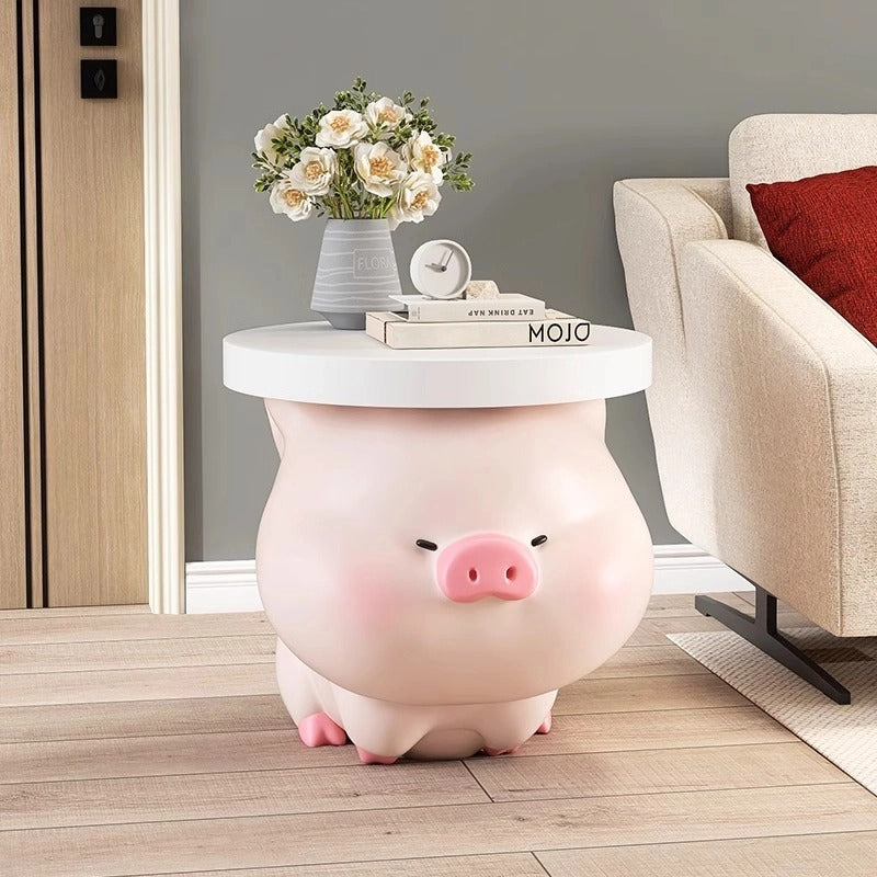 Charming Cartoon Pig Side Table - Unique Coffee Table Floor Ornament