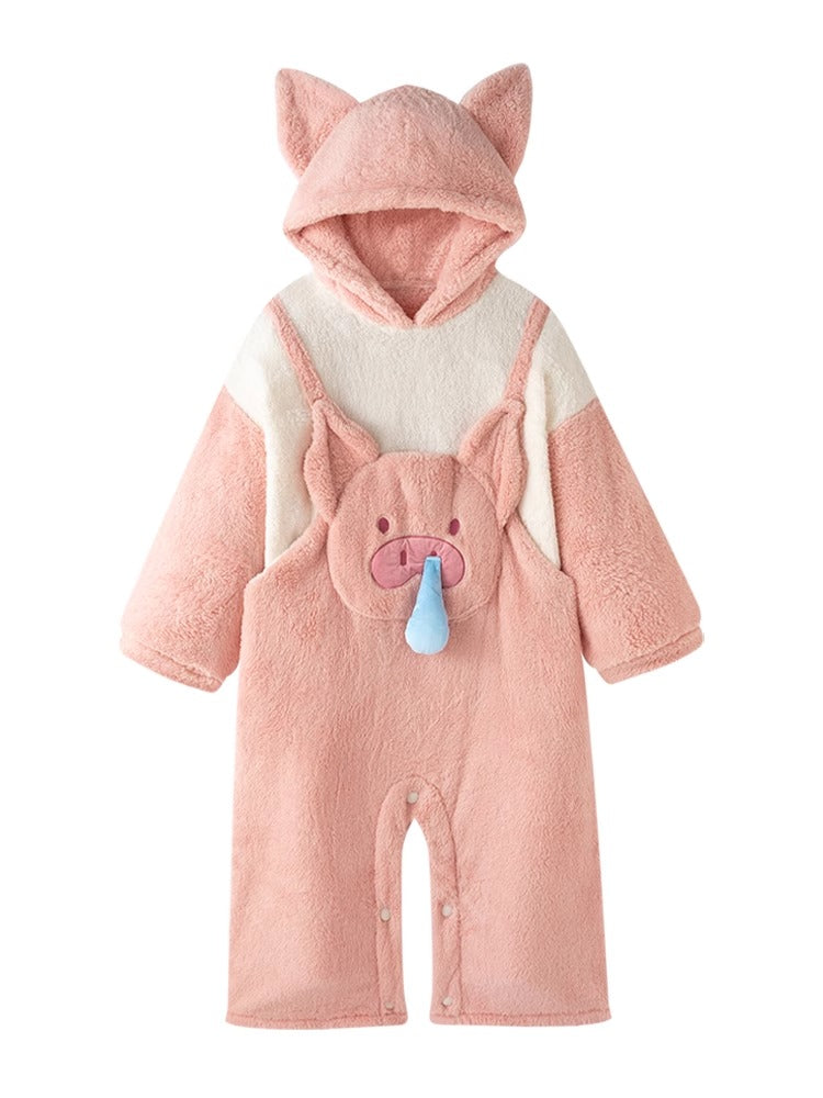 Cartoon Pig Coral Fleece Pajamas | Cozy Cute Sleepwear for Winte