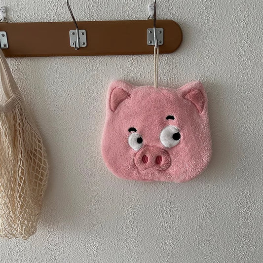 Cute Pig Quick-Dry Hand Towel - Double-Layer Thick Absorbent Towel for Home Use