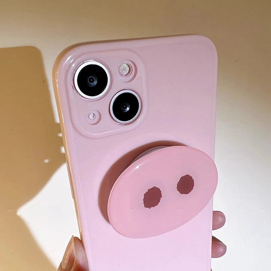 Pink pig snout phone case with a cute stand design for all iPhones