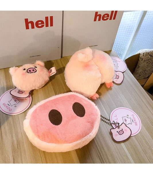 Cute pig coin purse with bottom design – adorable plush wallet for coins and cash.