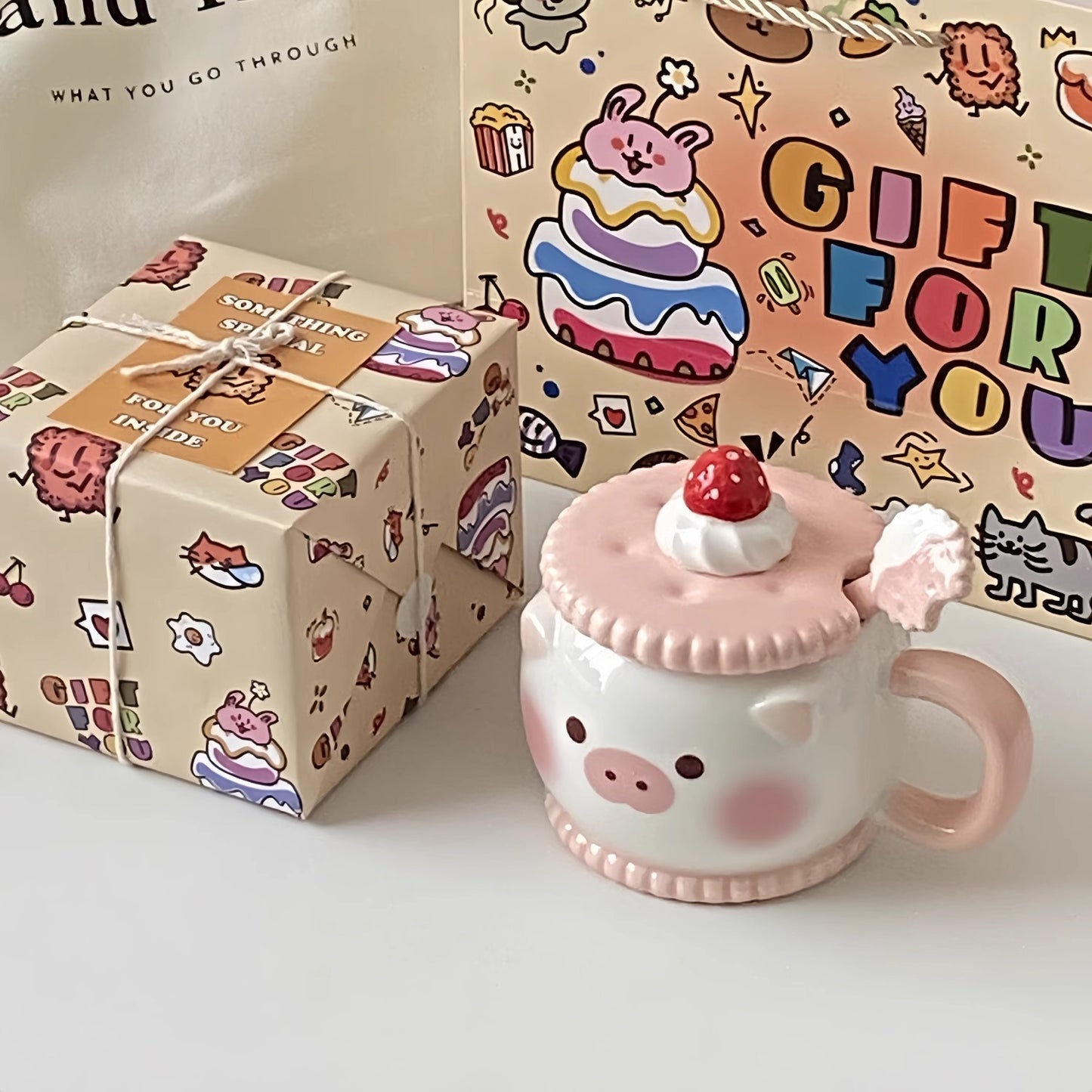 Adorable pink cartoon pig cup, a fun drinking mug for all ages