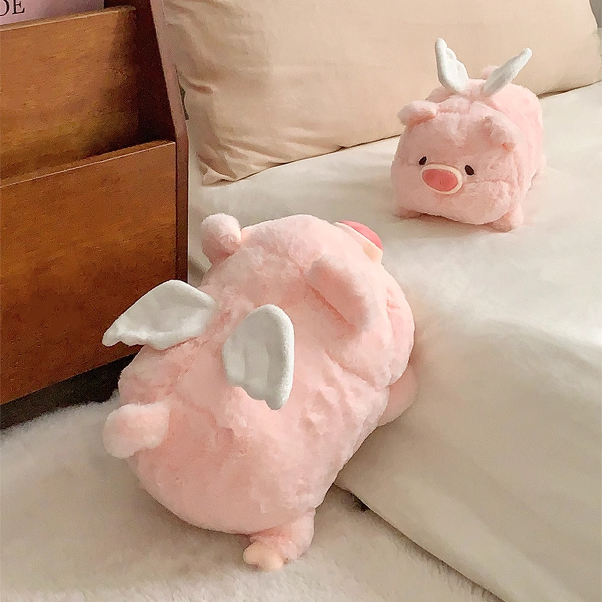 Lifestyle Image of Angel Pig Pillow Ragdoll with Wings - Perfect Gift for Kids