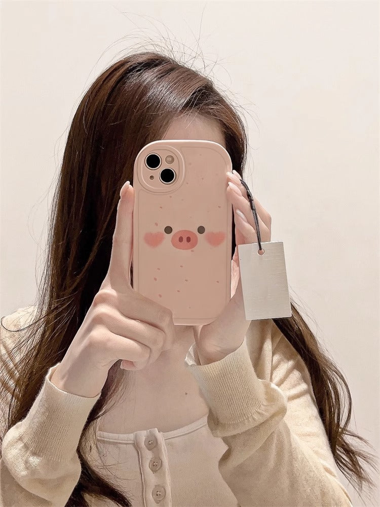 Pink iPhone case with ink splash pig design, soft and shockproof