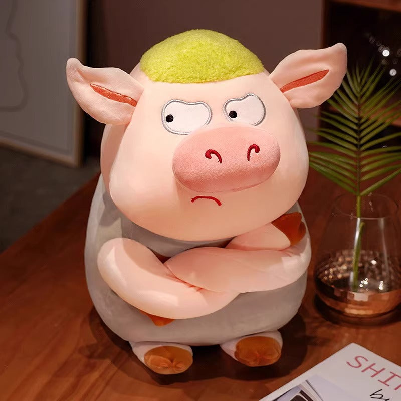 Cheeky cartoon pig plush pillow – fun and adorable hugging toy for kids and adults.