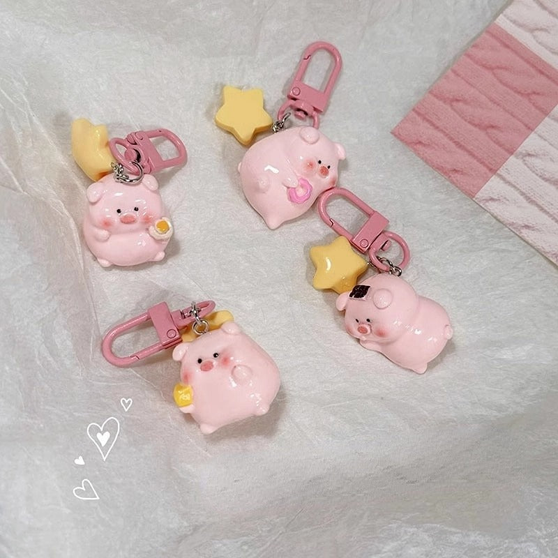 ArigaPig Chunky Cartoon Pig Keychain | Cute & Playful Bag Charm Decoration