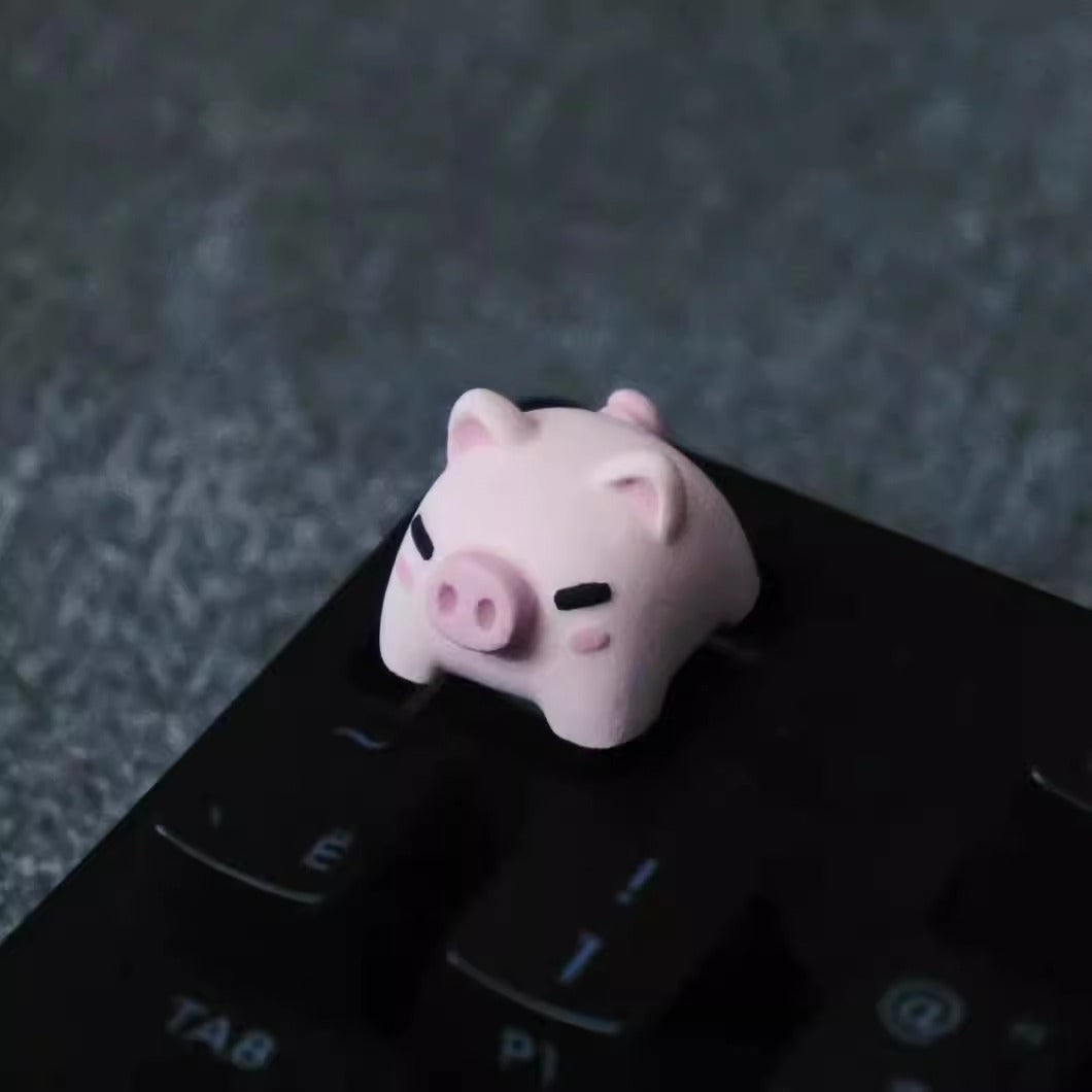 Cute cartoon pig keycap designed for mechanical keyboards, perfect for customization.