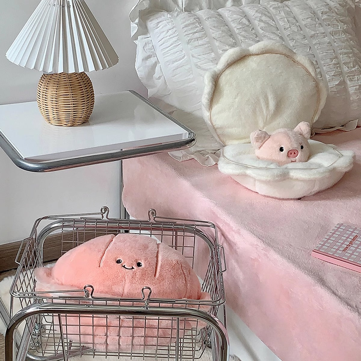 Adorable Clam-Shaped Pillow Featuring a Cute Pig Inside