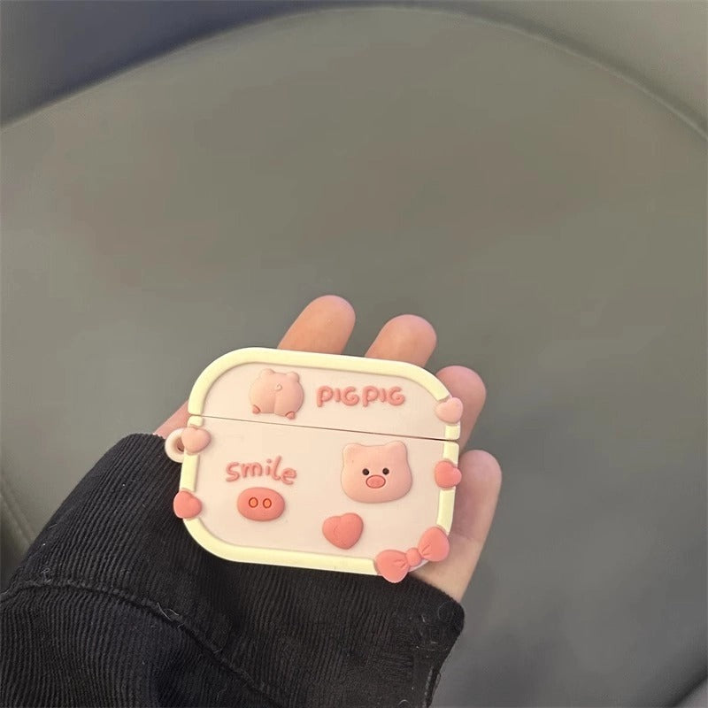 Open Cute Pig Earphone Case - Easy Access to Earbuds