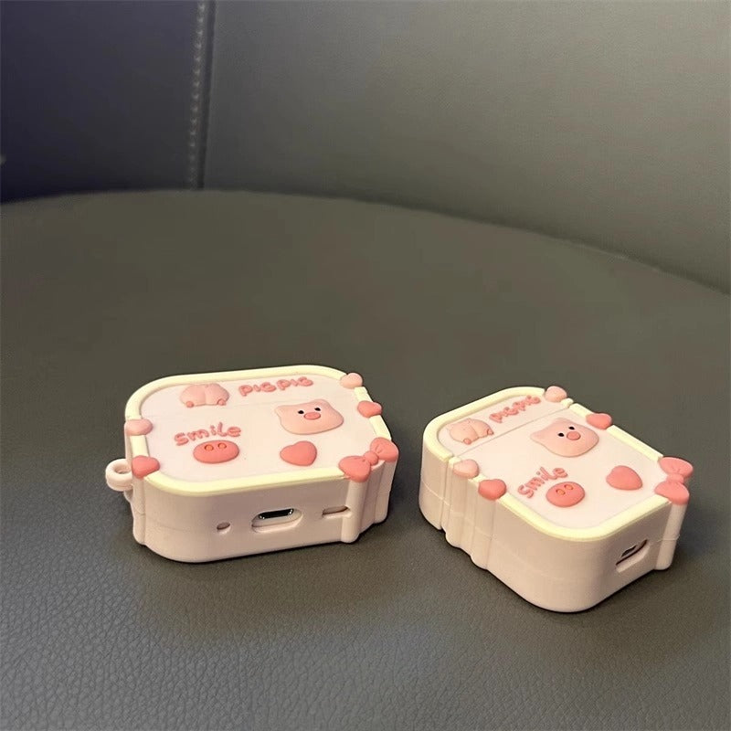 Cute Pig Apple Earphone Case in Lifestyle Setting - Fun Accessory