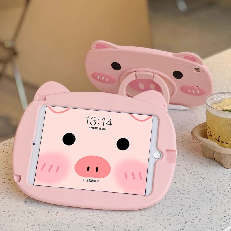 Adorable Cartoon Pig iPad Case - Lightweight and Durable Protection for Your Device.