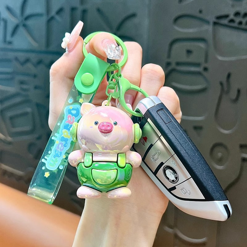 Durable and lightweight pig keychain pendant, ideal for everyday use and portability.