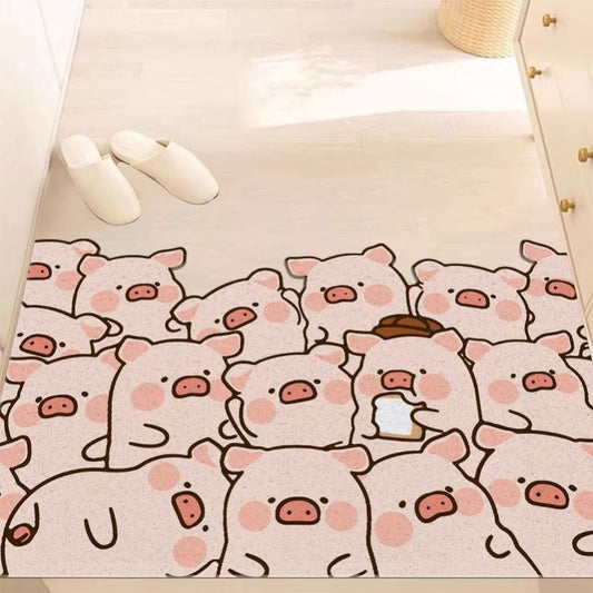 Cute pink pig mat for charming home decor