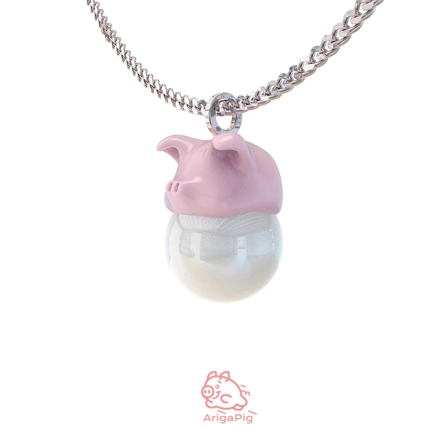 Elegant Pink Pig Pearl Necklace showcasing playful and unique design