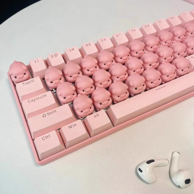 Luxury pig keycap keyboard featuring pig squeal sound effects and backlighting.