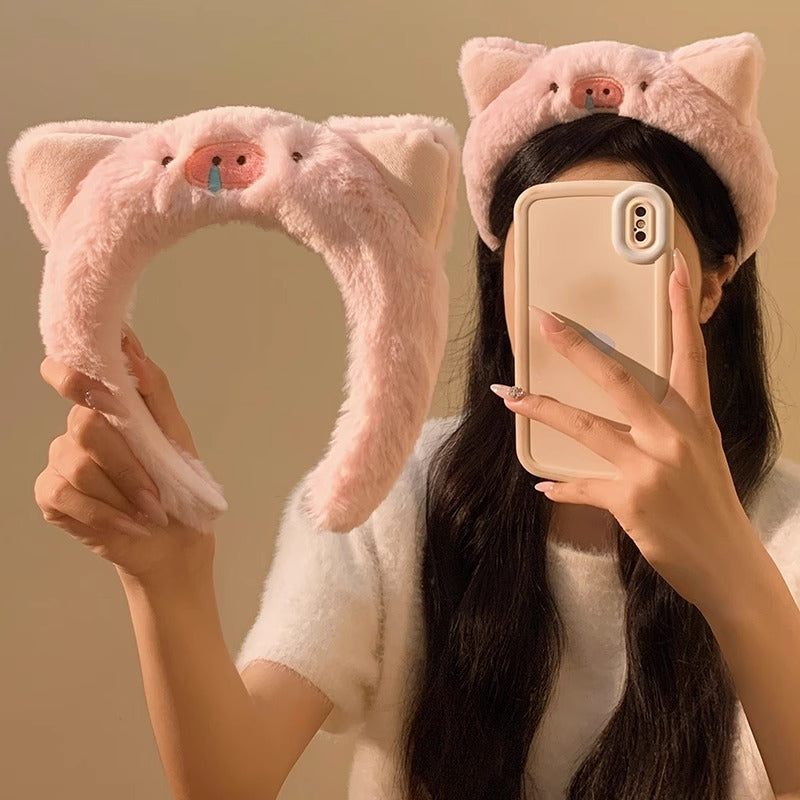 Fun pig plush headband suitable for kids and adults to wear