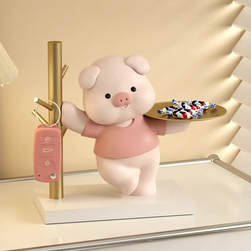 Durable and cute cartoon pig key holder combined with shoe storage for practical home use