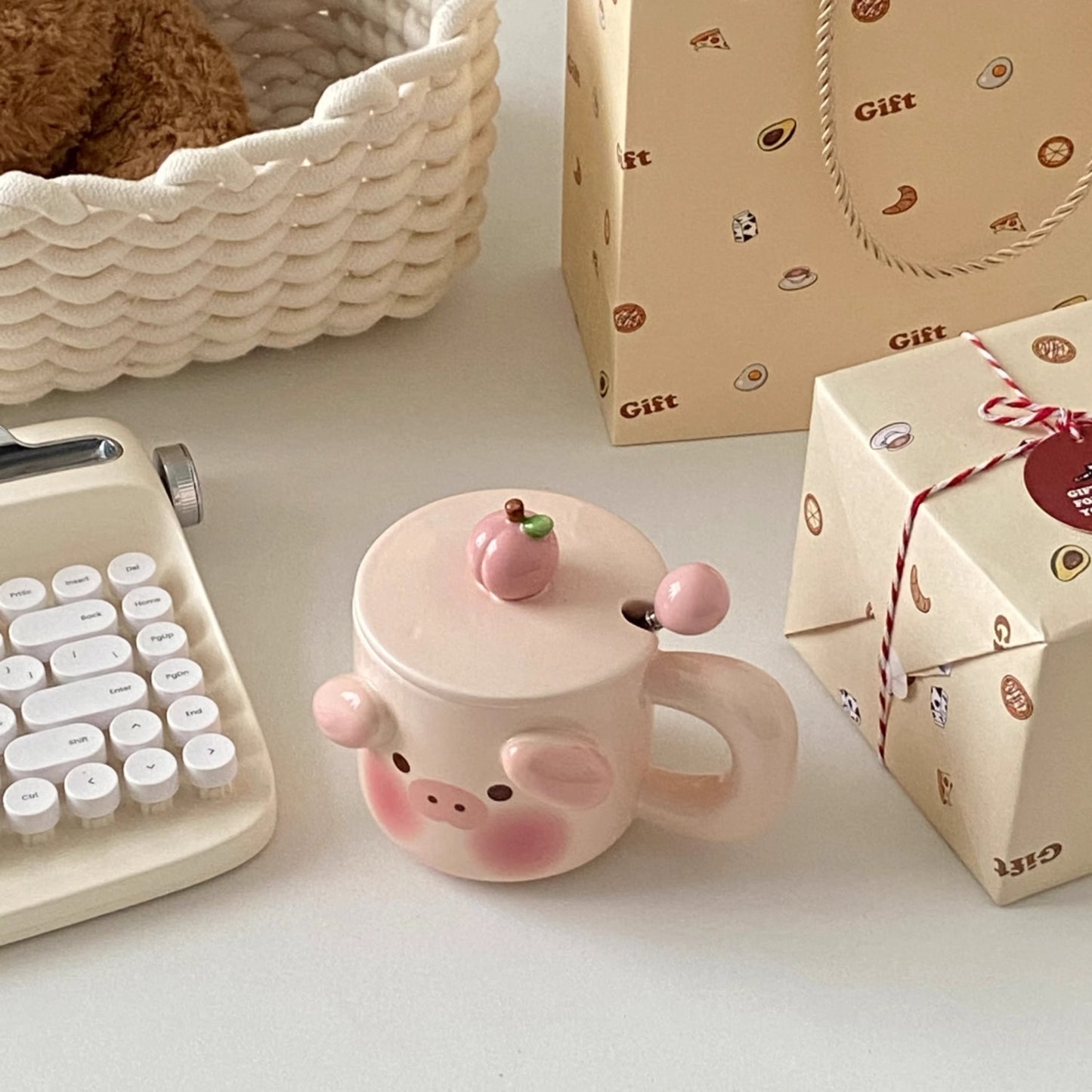 Fun pink pig cup that is dishwasher and microwave safe