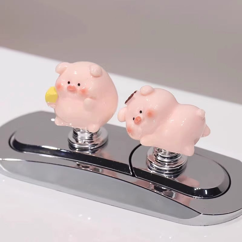 Easy installation cartoon pig flush assist button for toilets