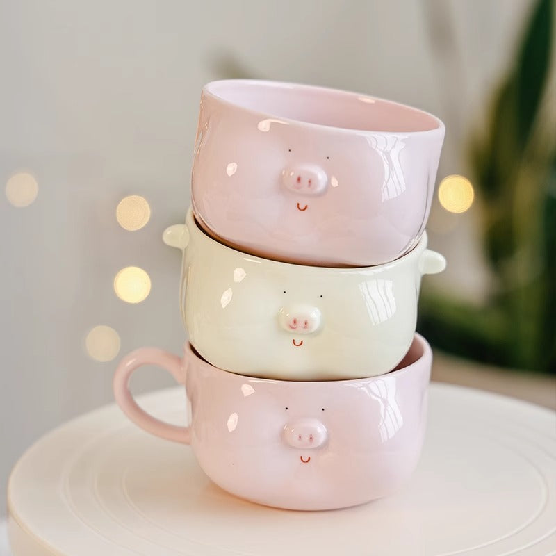 Pink Cartoon Pig Bowl | Cute and Fun Tableware for All Ages