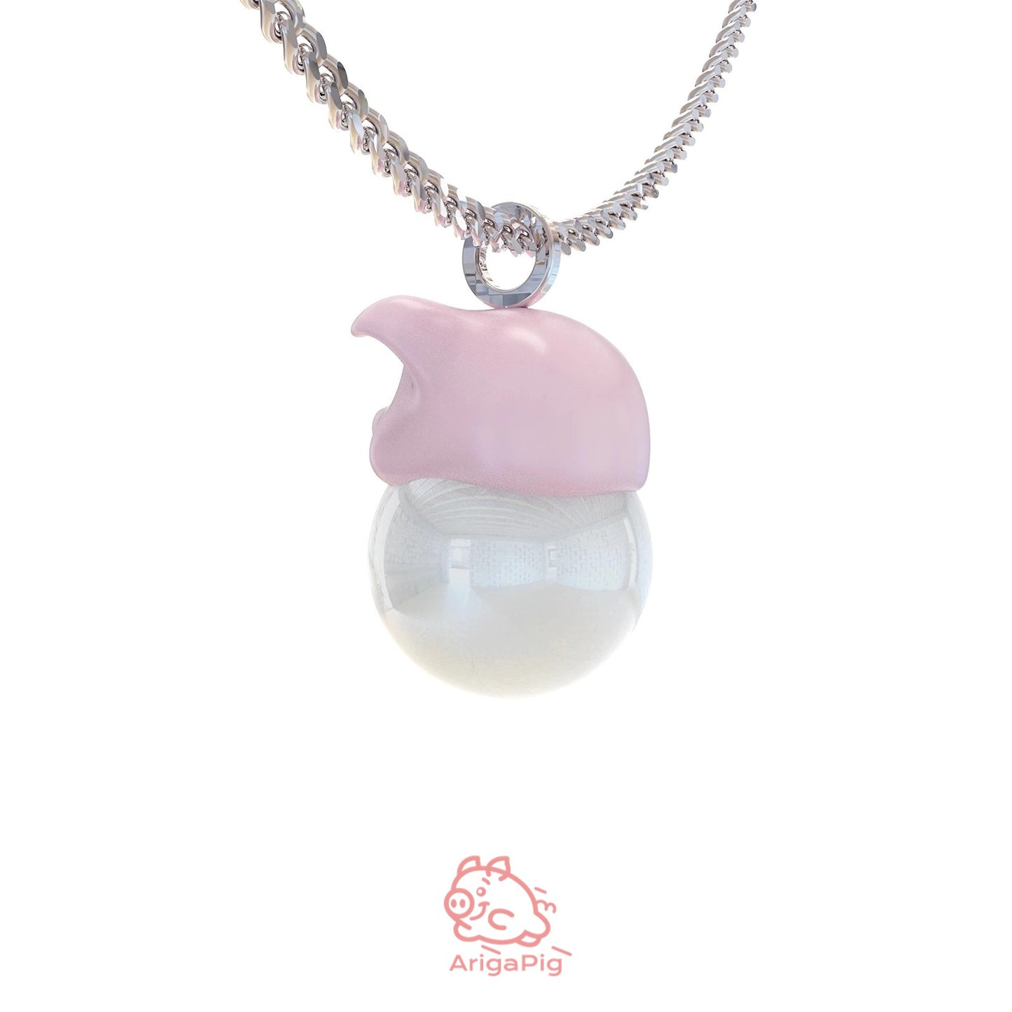 High-Quality Pink Pig Necklace with premium pearls for timeless charm