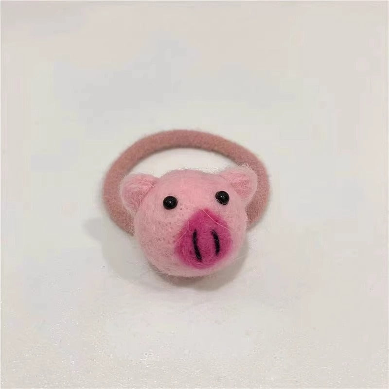 Plush pig hair tie elastic band designed for playful hairstyles