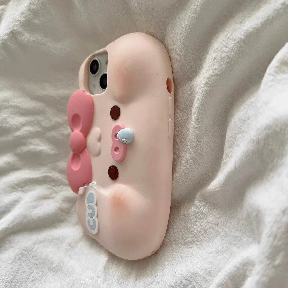 Durable silicone iPhone case featuring a cute pig design