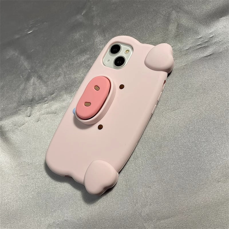 Durable and Lightweight Cartoon Pig Phone Case for Smartphones with Pig Nose Grip