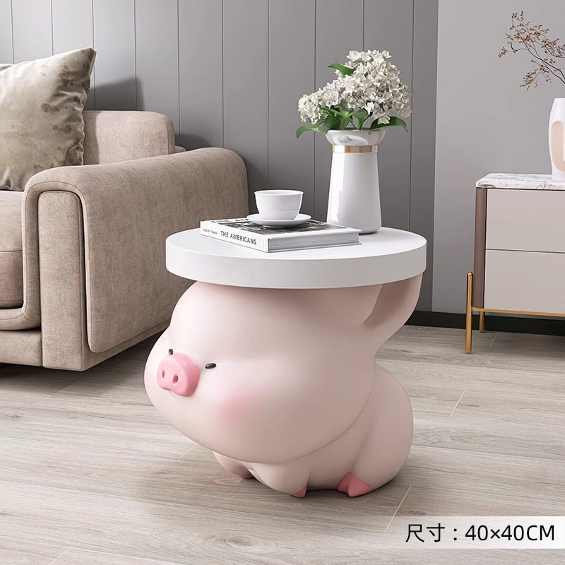 Charming Cartoon Pig Side Table - Unique Coffee Table Floor Ornament