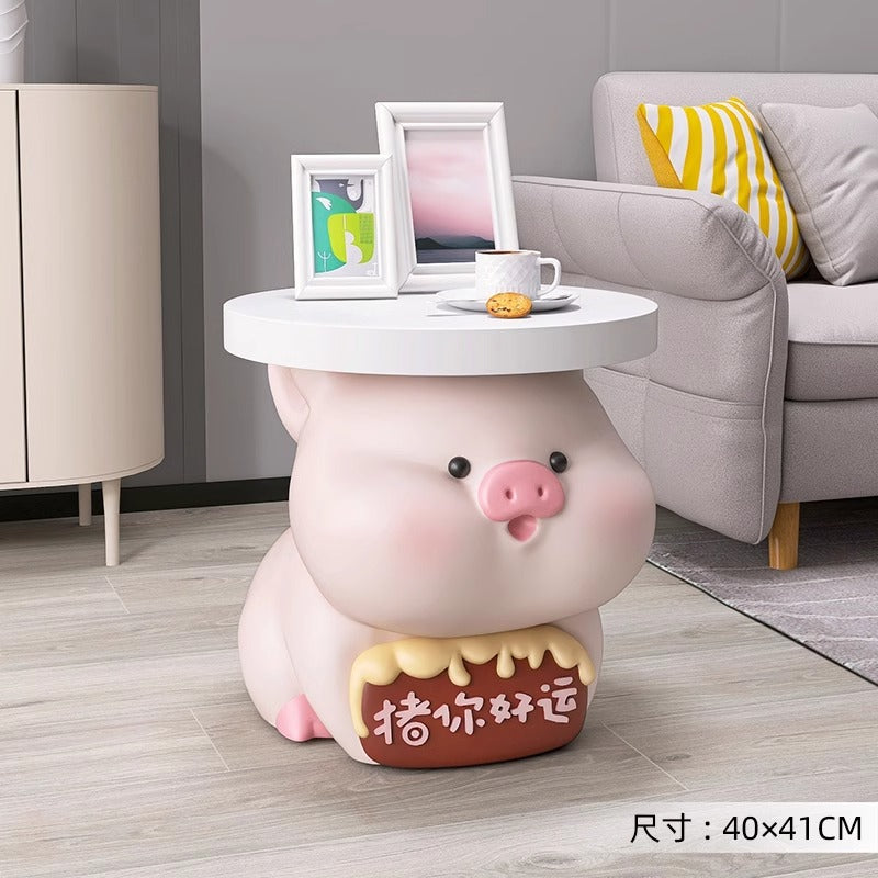 Charming Cartoon Pig Side Table - Unique Coffee Table Floor Ornament