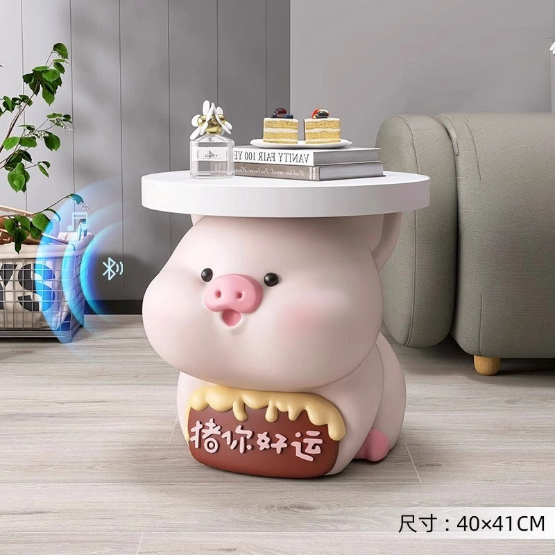 Charming Cartoon Pig Side Table - Unique Coffee Table Floor Ornament