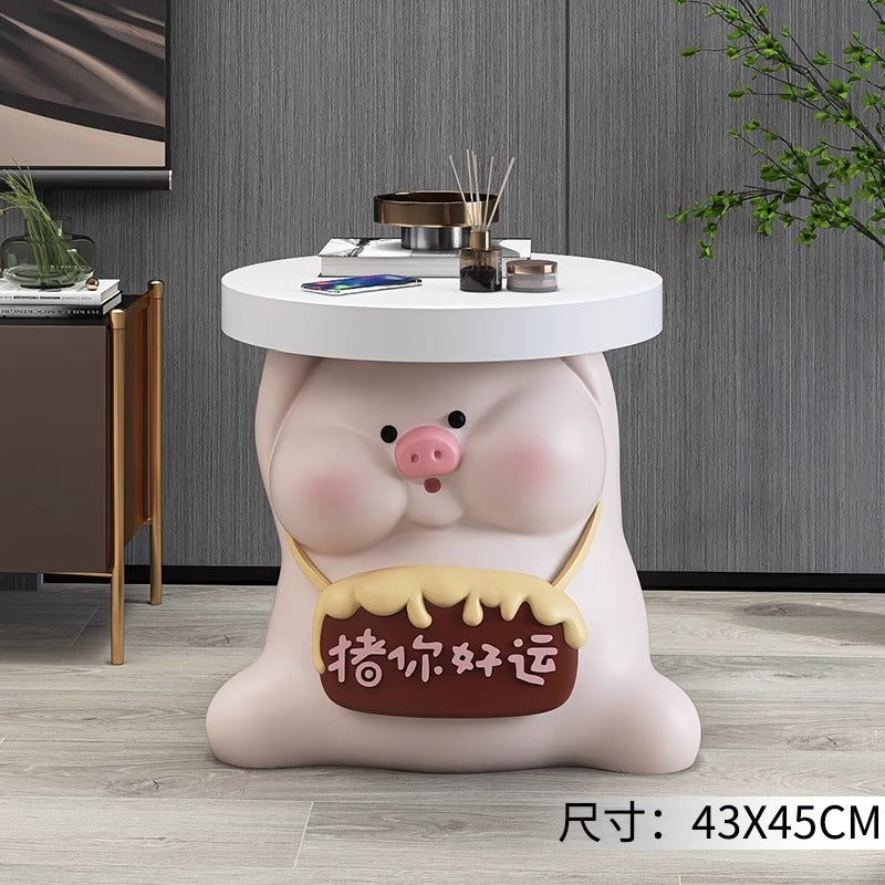 Charming Cartoon Pig Side Table - Unique Coffee Table Floor Ornament