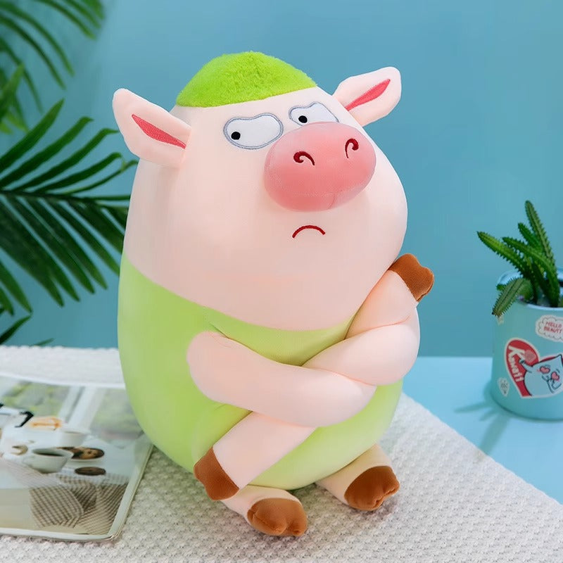 Playful cartoon pig toy for decorating – a cute plush pillow for all ages.