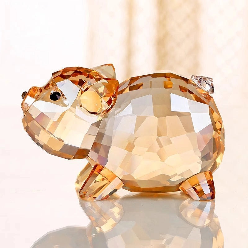 Crystal Pig Figurine | Cute Home Decor | Lucky Charm for Prosperity