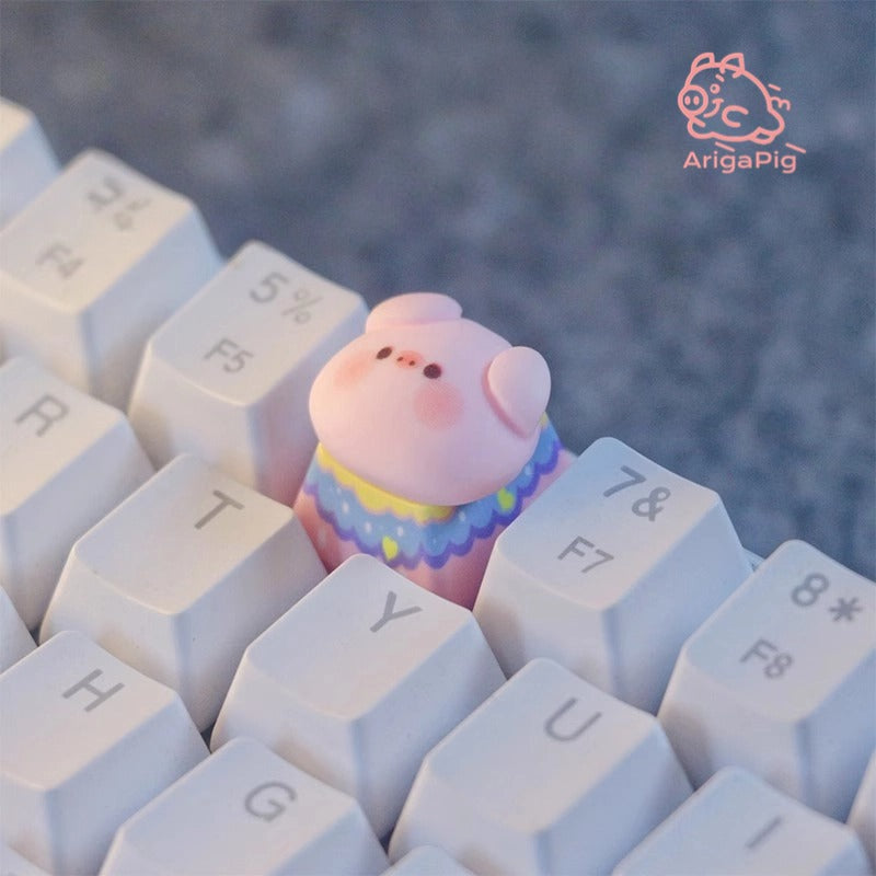 Unique Cartoon Pig Keyboard Keycap - Easy installation for effortless customization.