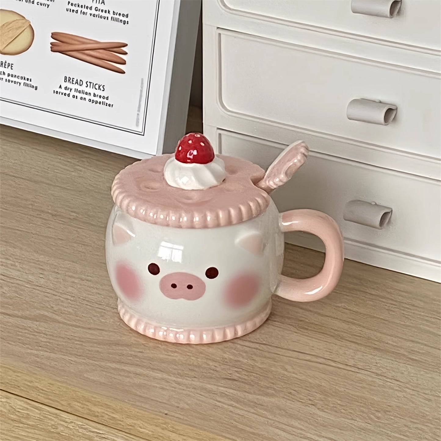 Vibrant pink pig mug that is dishwasher and microwave safe