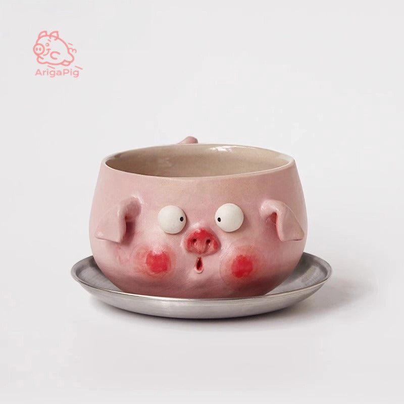 Whimsical Cartoon Pig Ceramic Bowl adds charm to your dining experience